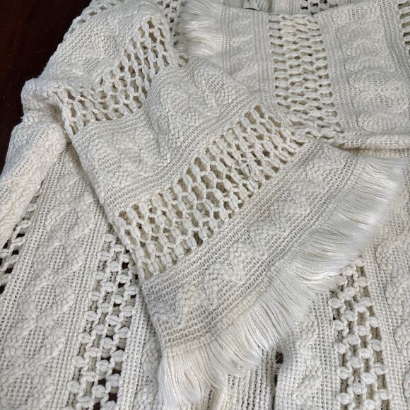 Do‎ Everything In Love Ivory Crochet Boho Cardigan One Size Fringe Coastal Indie - Picture 7 of 8